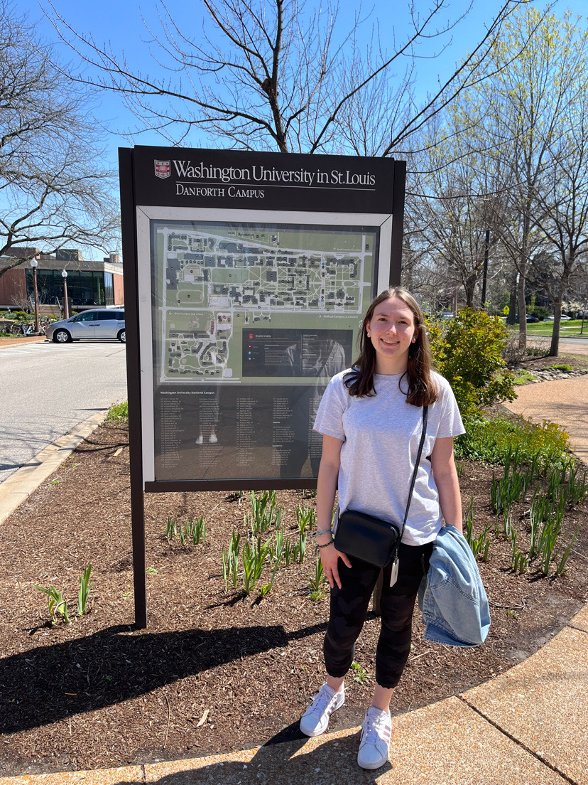 Senior Morgan Egelston tours the campus of Washington University in St. Louis in March 2024. Egelston was accepted through Early Decision on Dec. 15. "I loved the campus because it seemed very lively and had a nice surrounding area," Egelston said.