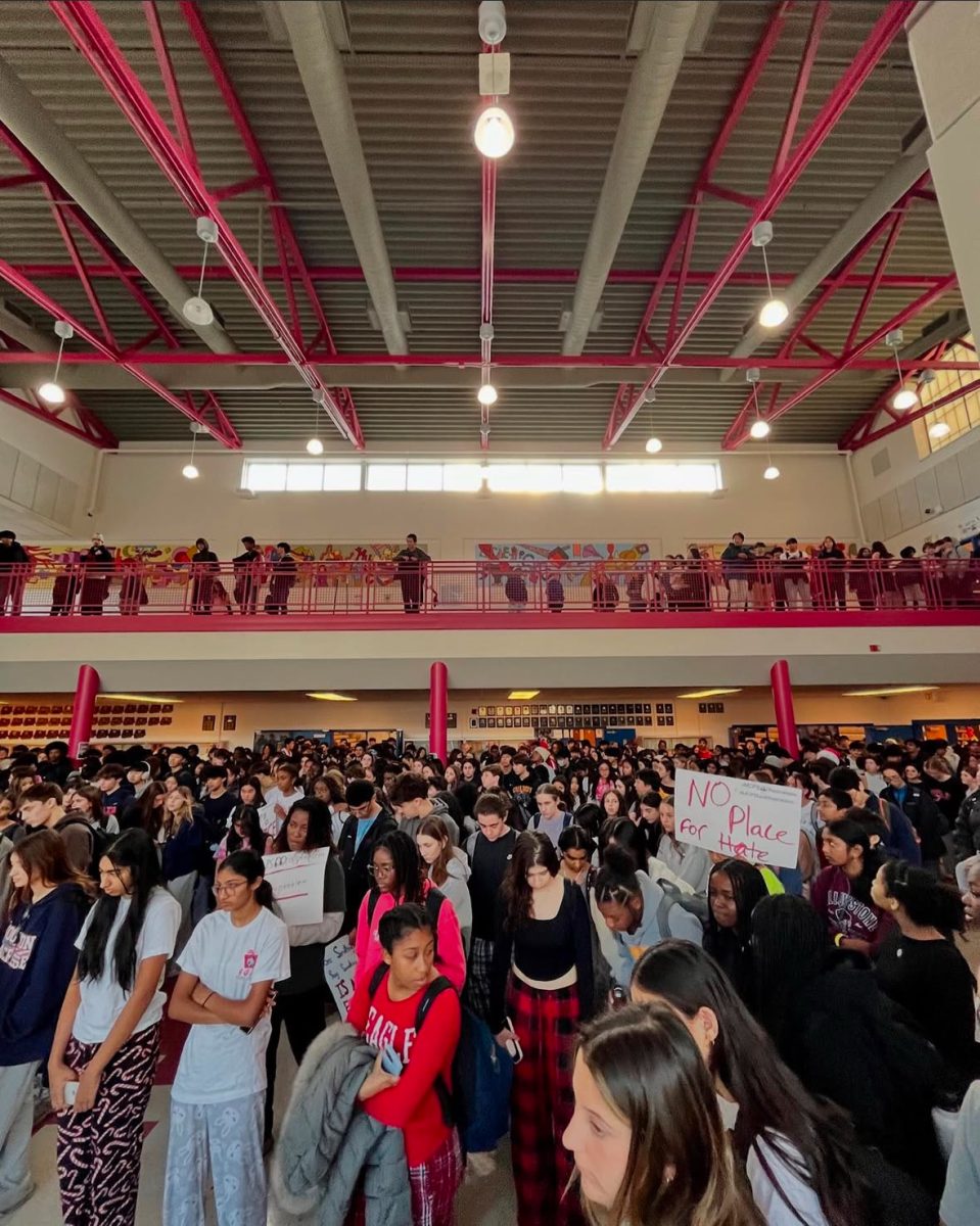 Students participate in the walkout held by this school's Black Student Union on Dec. 6