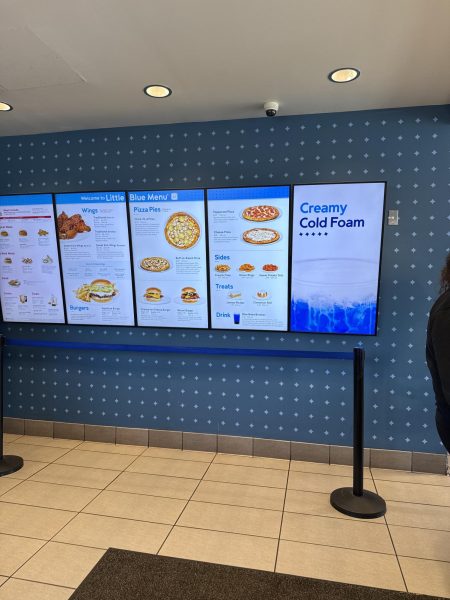 Unlike an average Chick-fil-a, there is no red to be seen inside of the College Park location. The menu is much larger than the regular, highlighting test kitchen items such as pizza, burgers and wings.