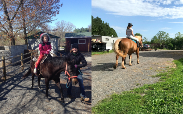 Liv Resnick began riding horses at age five (left). Today, Resnick plans on furthering her education in equine management (right). "I completely fell in love with the animal and the sport and the type of people who are in that environment and that field, and I knew that this is something that I wanted to keep doing," Resnick said.