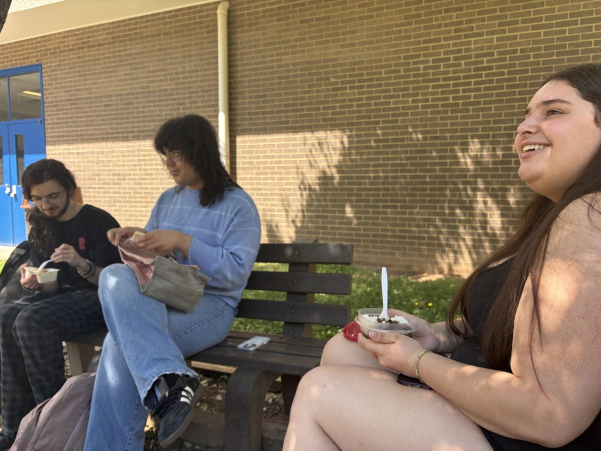 Senior Eli Kertesz and juniors Nasrin Sari and Sarah Magazine eat lunch together. “I think culturally, it's easier to make friends with people like yourself because you don't have to adapt or really learn about other people,” Kertesz said.
