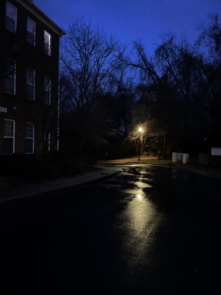 An example of this writer's favorite kind of weather, taken on Dec. 18, 2023. Preferably, it would be slightly darker, but it is still dark enough to create the calm atmosphere I love so much. I have few photos of the weather I describe in this article because of how uncommon it is, and because I do not like being outside in the rain; I only enjoy rain when I’m inside watching and listening to it.