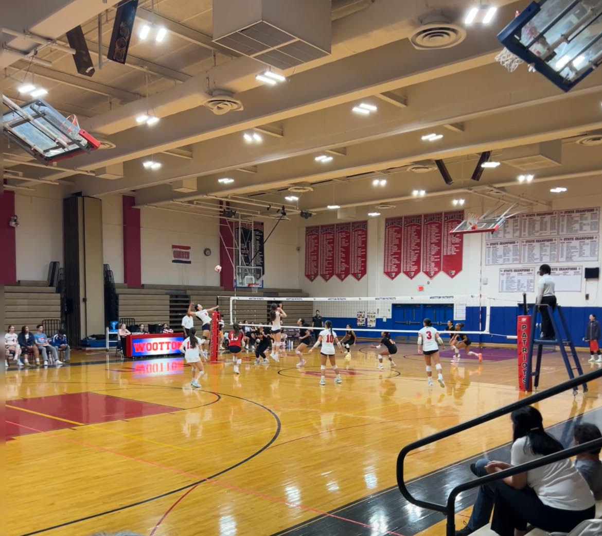 The varsity girls' volleyball team wins 3-0 in their game against the Rockville  Rockets on Sept. 11. The team is working hard to make it back to the state championship and come out victorious.