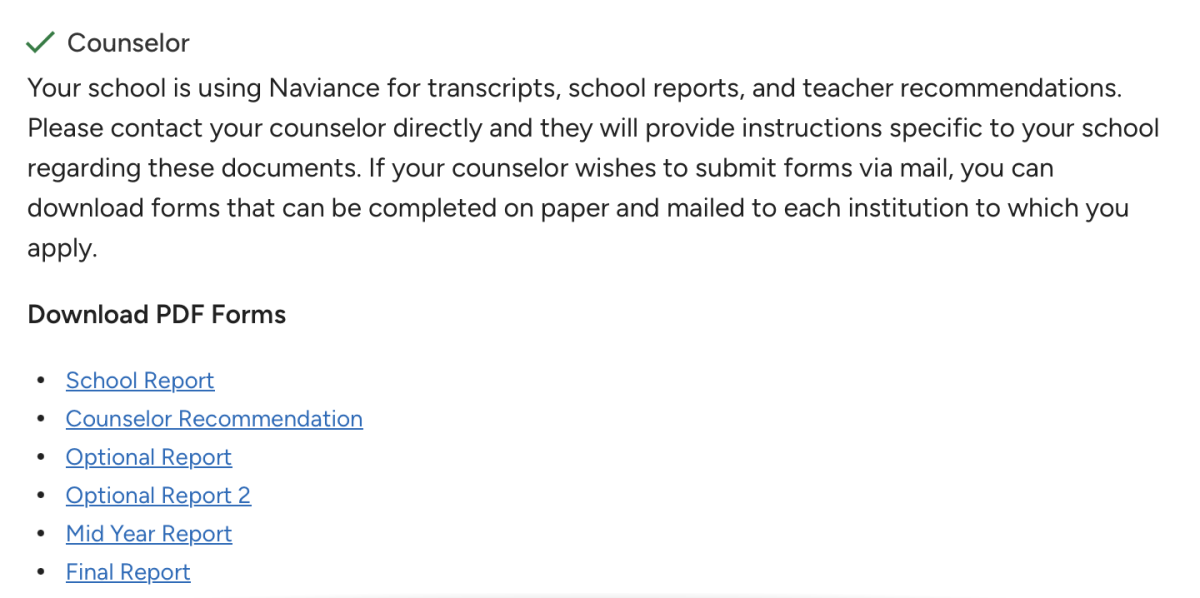 The Ohio State University is one of many schools that require a counselor recommendation. For this school, they use Naviance to upload all materials, which has to be done by a counselor. Image courtesy The Ohio State University