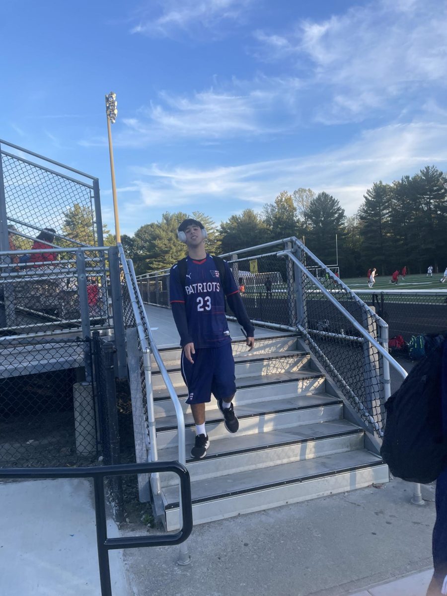 On Friday, Oct. 4., freshmen Brody Winokur listens to the song "Cold," by Nemzz, to prepare for his game. "I like to listen to rap, and right now I am listening to this song to lock-in," Winokur said.