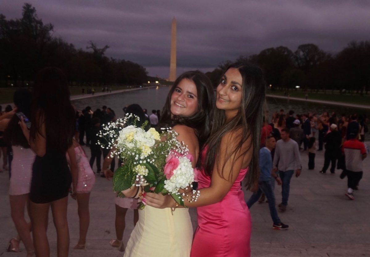 The sunset paints the sky purples, blues and pinks, making for a gorgeous background for MoCo students taking pictures in D.C.. "The Washington Monument was a wonderful place to go for homecoming and had an unreal view," sophomore Hasti Sobhani said.