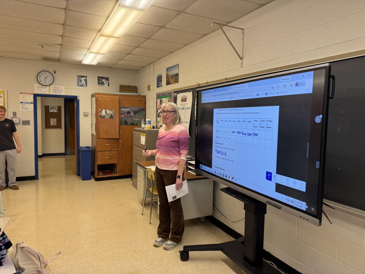 Math teacher Helen Hodjatzadeh teaches an algebra one class in room 274 on Dec. 1. 