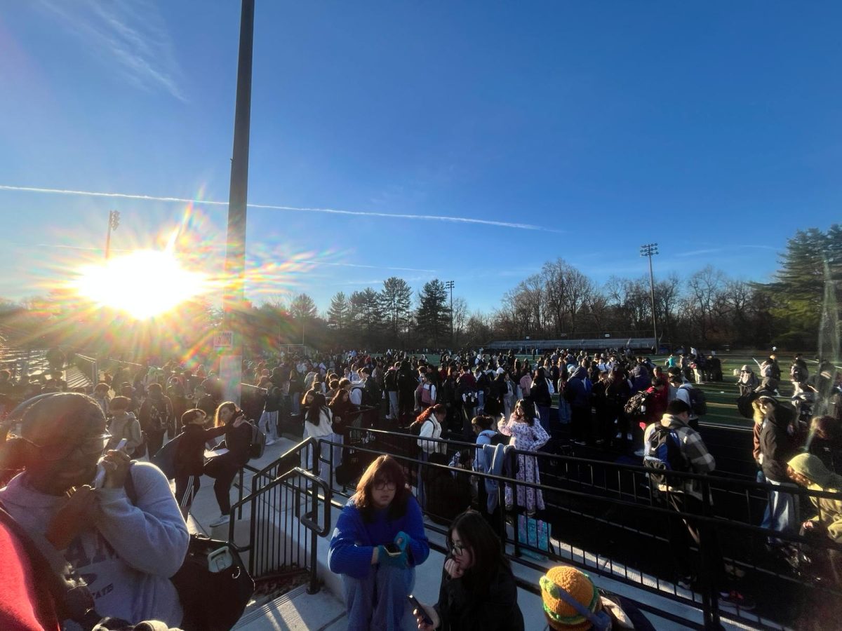 Students were forced to evacuate to the stadium on Nov. 24 due to a gas leak in the building. Photo by Peace Tiam