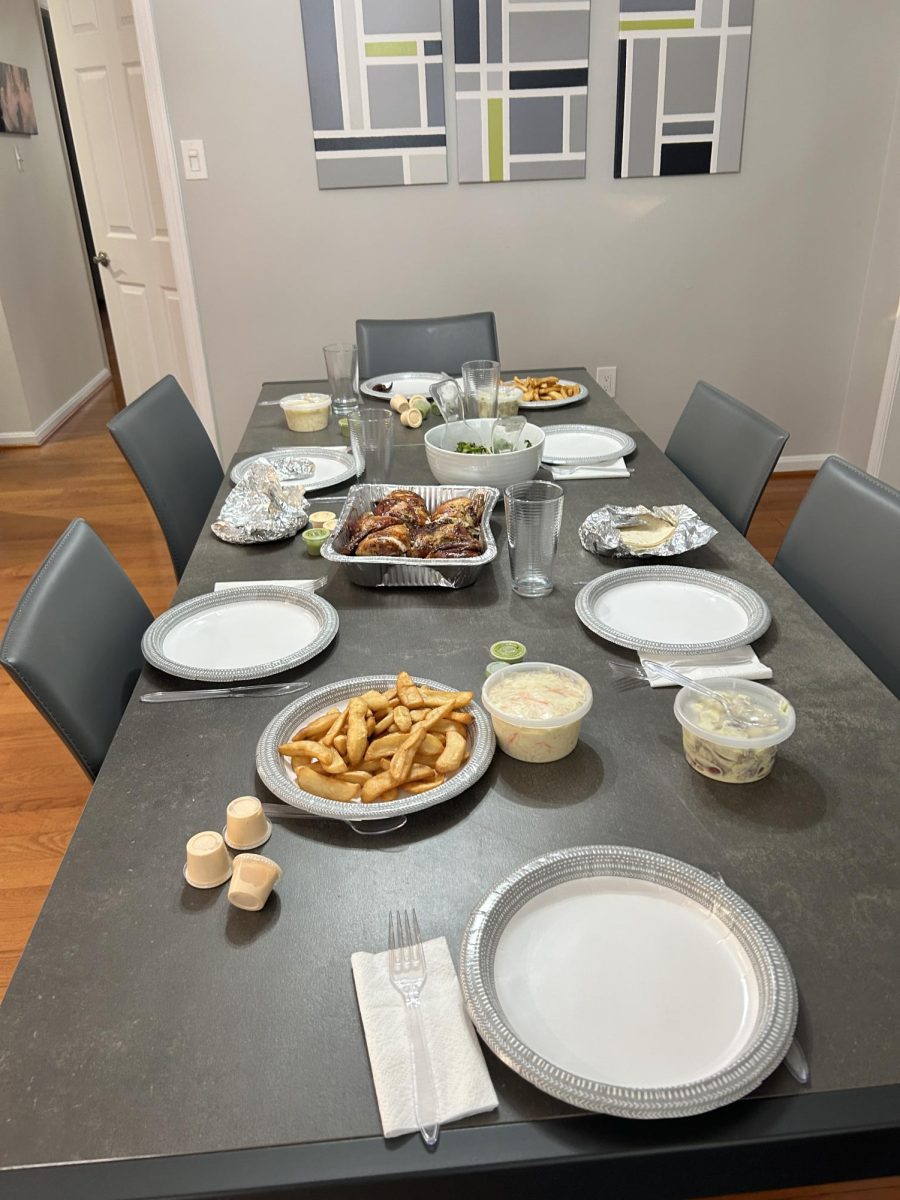 A table filled with delicious dishes waits for families to gather for iftar, the meal that breaks the fast after sunset each day during Ramadan. Sophomore Mashal Taj said, “After fasting all day, water and dates taste amazing. I realized how lucky I am to have food every day.”