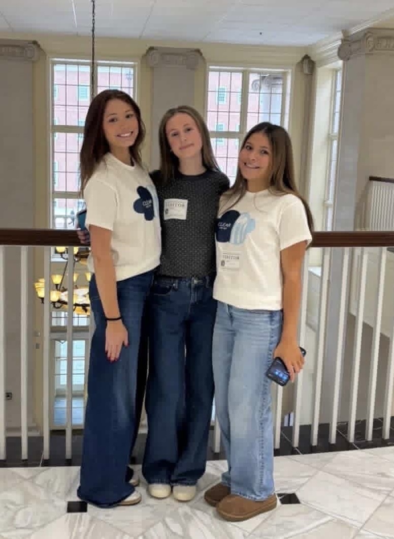 Juniors Brooke Goldberg, Skye Cushing and Winnie Kelley went to the Capital to testify for Cushing's clear allergen labeling campaign on Feb. 3, 2025. "Some weeks I had multiple meetings a day with different delegates and organizations in order to gather as much support as possible," Cushing said. Photo by Skye Cushing