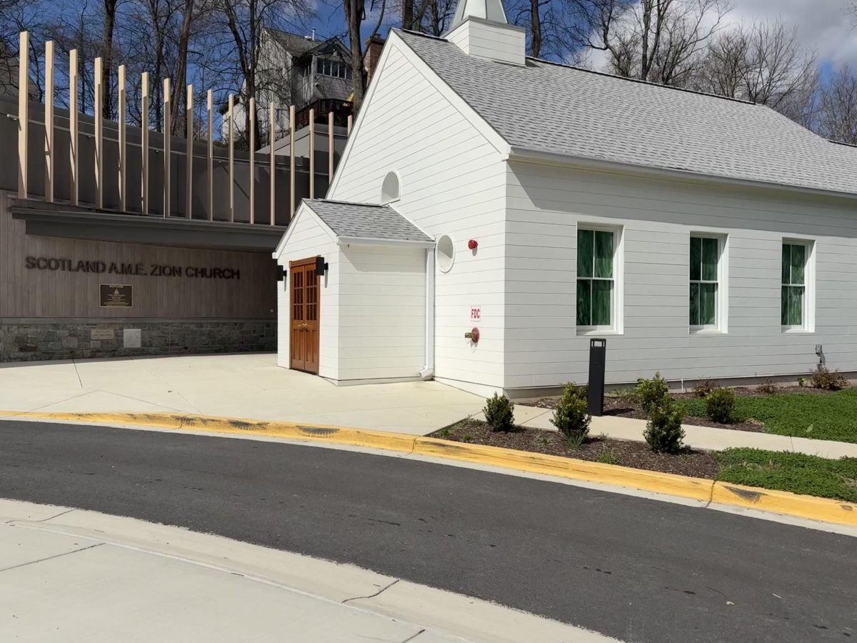 The new renovations of the Scotland A.M.E. Zion Church on Seven Locks Road completed in 2025 include a sanctuary, cafe, administrative offices and a Sunday school.
