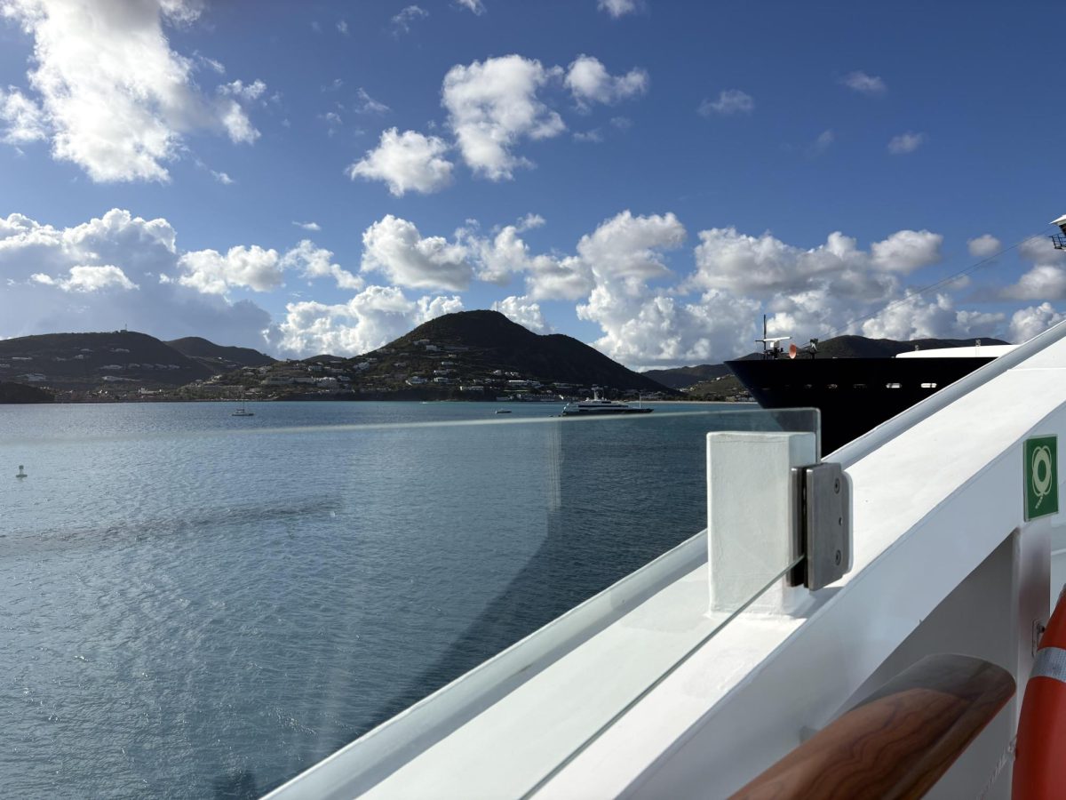 This writer, sophomore Janna Frank, looks at the view in Saint Maarten on Monday, March 30 from the ship's track on Icon of the Seas.