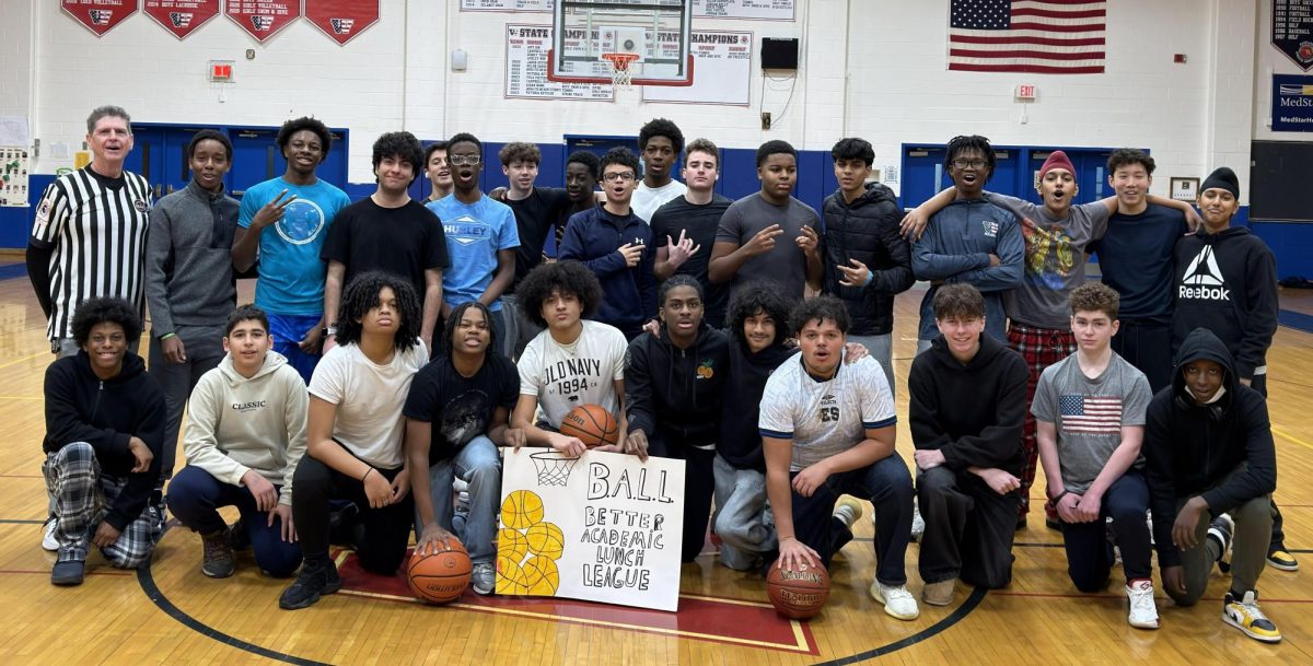 Computer science teacher Erin Marshall has sponsored the BALL (Better Academic Lunch League) Club for years. Earlier this year, they had a 3v3 tournament. "The club provides a space for students to play pickup basketball, build relationships, and stay motivated academically," Marshall said. Photo courtesy Erin Marshall