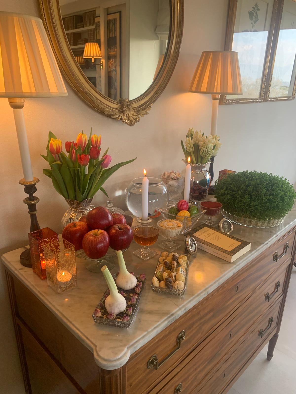 Families celebrate Persian New Year by setting up a haft-sin, where each item represents hope for the new year, such as renewal, love, health and prosperity, and it is displayed during the vernal equinox.