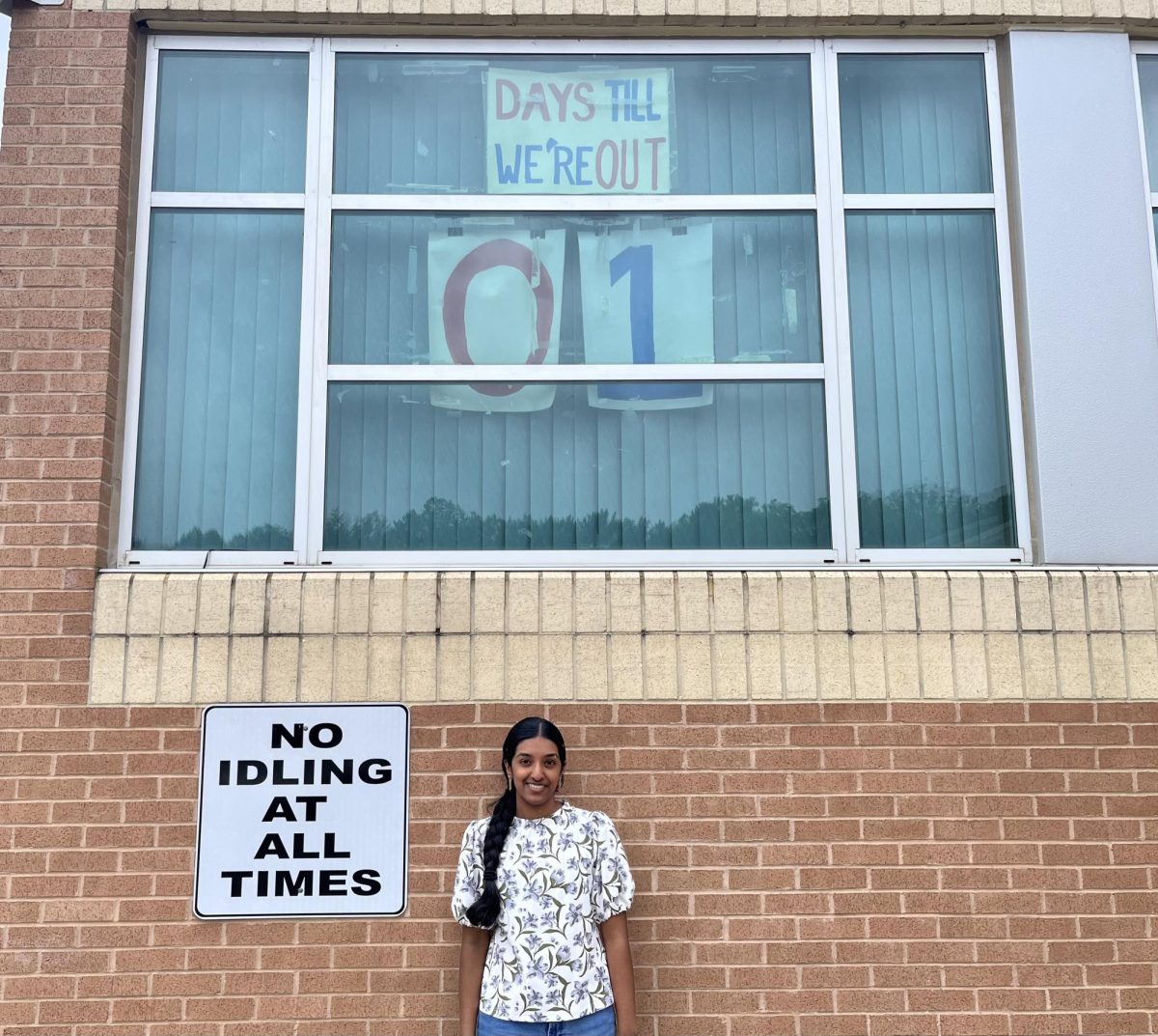 Pragna Pothakamuri (this writer) celebrates below the last day of school countdown. Photo courtesy Pragna Pothakamuri