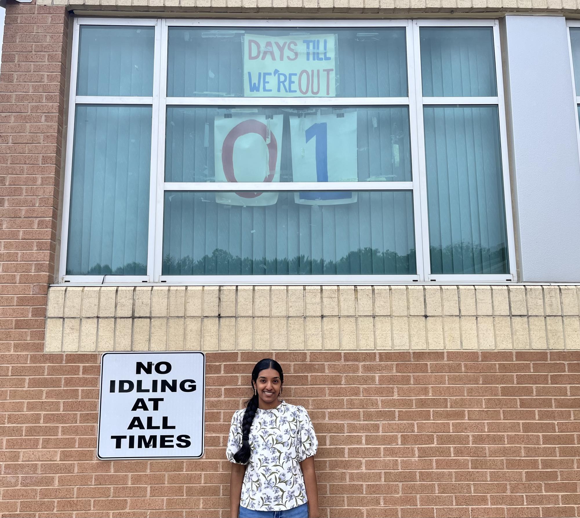 Pragna Pothakamuri (this writer) celebrates below the last day of school countdown. Photo courtesy Pragna Pothakamuri