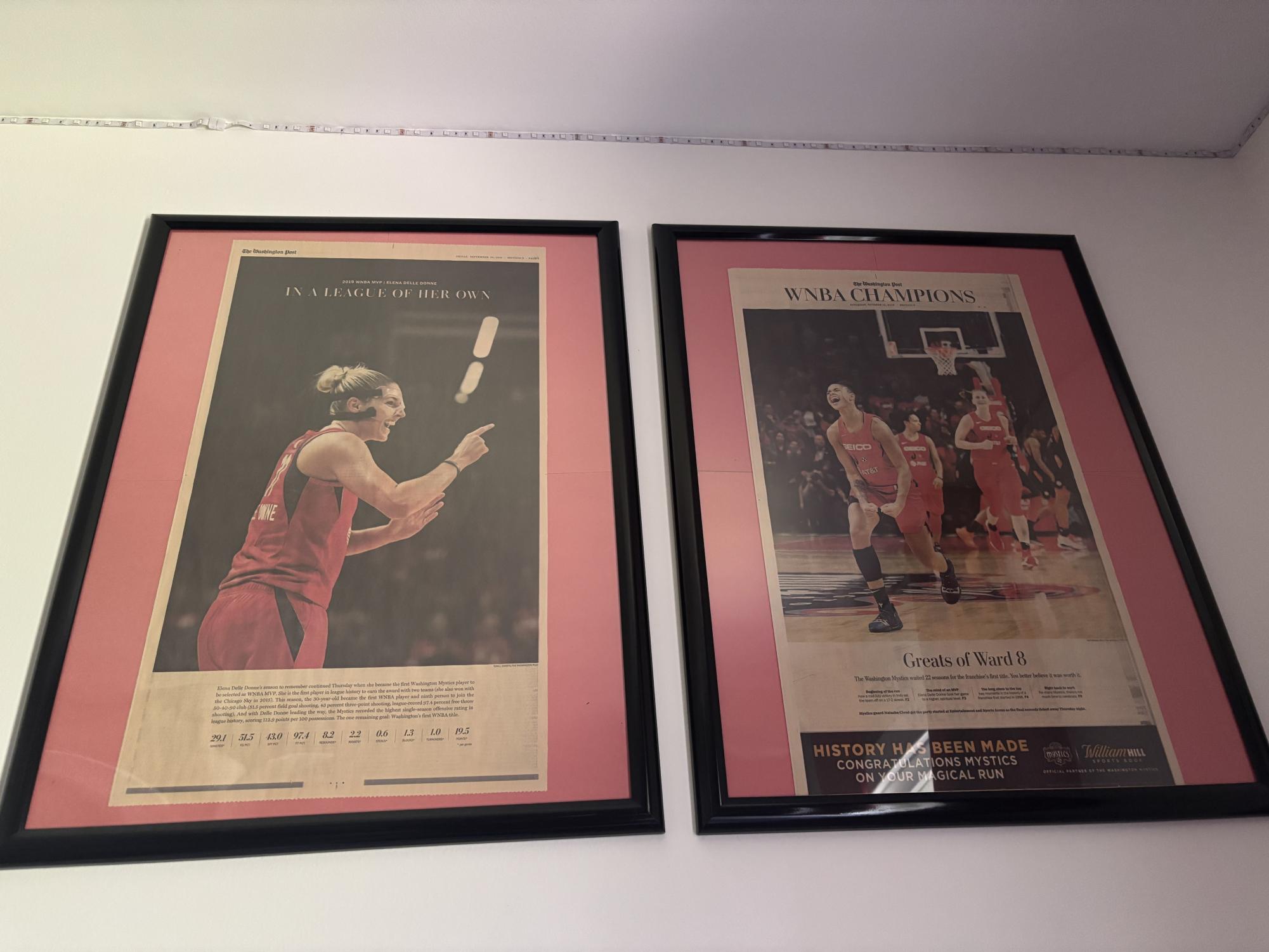 The Washington Post special edition sections from the Washington Mystics' 2019 WNBA championship and Elena Delle Donne's historic 50/40/90 club, MVP-winning 2019 season for the Mystics. As a huge Mystics fan, the coverage of their season was more prominent than senior Avni Koenig (this writer) had ever seen reporting on the WNBA be before. The Washington Post announced earlier this year that they would be eliminating their entire sports department, as part of a broader cost-cutting and mass layoff that reduced their staff by about one-third. The Washington Post is owned by multi-billionaire entrepreneur and investor Jeffrey Bezos.