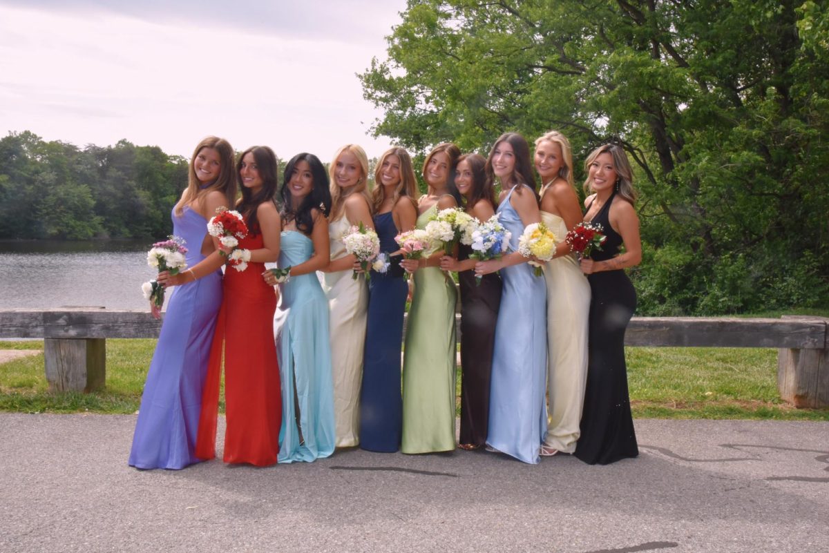 Seniors Sami Karcz, Mia Coven, Sarah Mei, Ksusha Ulyanova, Danielle Rubin, Siena McCarthy, Marley Hoffman, Abby Goozh, Addison Purvis and Annalise Yi spend prom together on May 16. Photo courtesy Annalise Yi