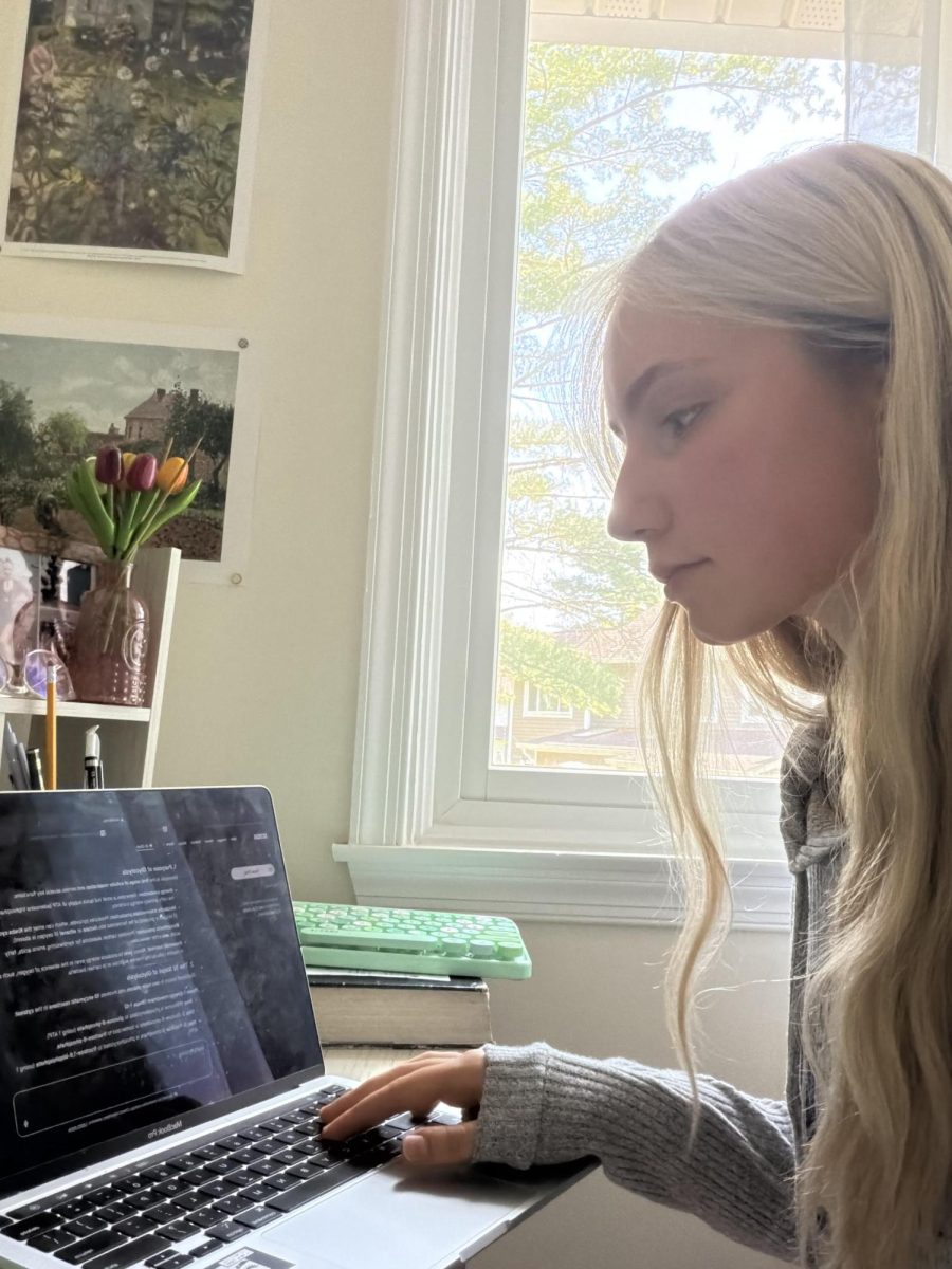 Senior Ksusha Ulyanova uses ChatGPT to help her understand a concept in her AP Biology class. Contrary to common teacher belief, students utilize AI in ways other than to avoid doing work, such as to help them understand difficult concepts.