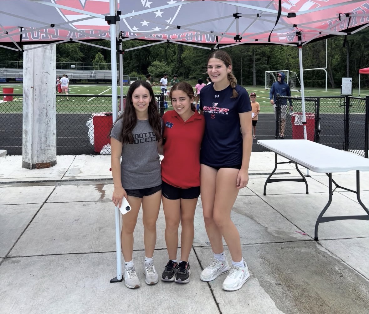 Sophomores Laila Krizer, Maya Gerstenzang and freshman Amelia Crespem played sports at Field Day on June 6. Photo courtesy Wootton Booster Club