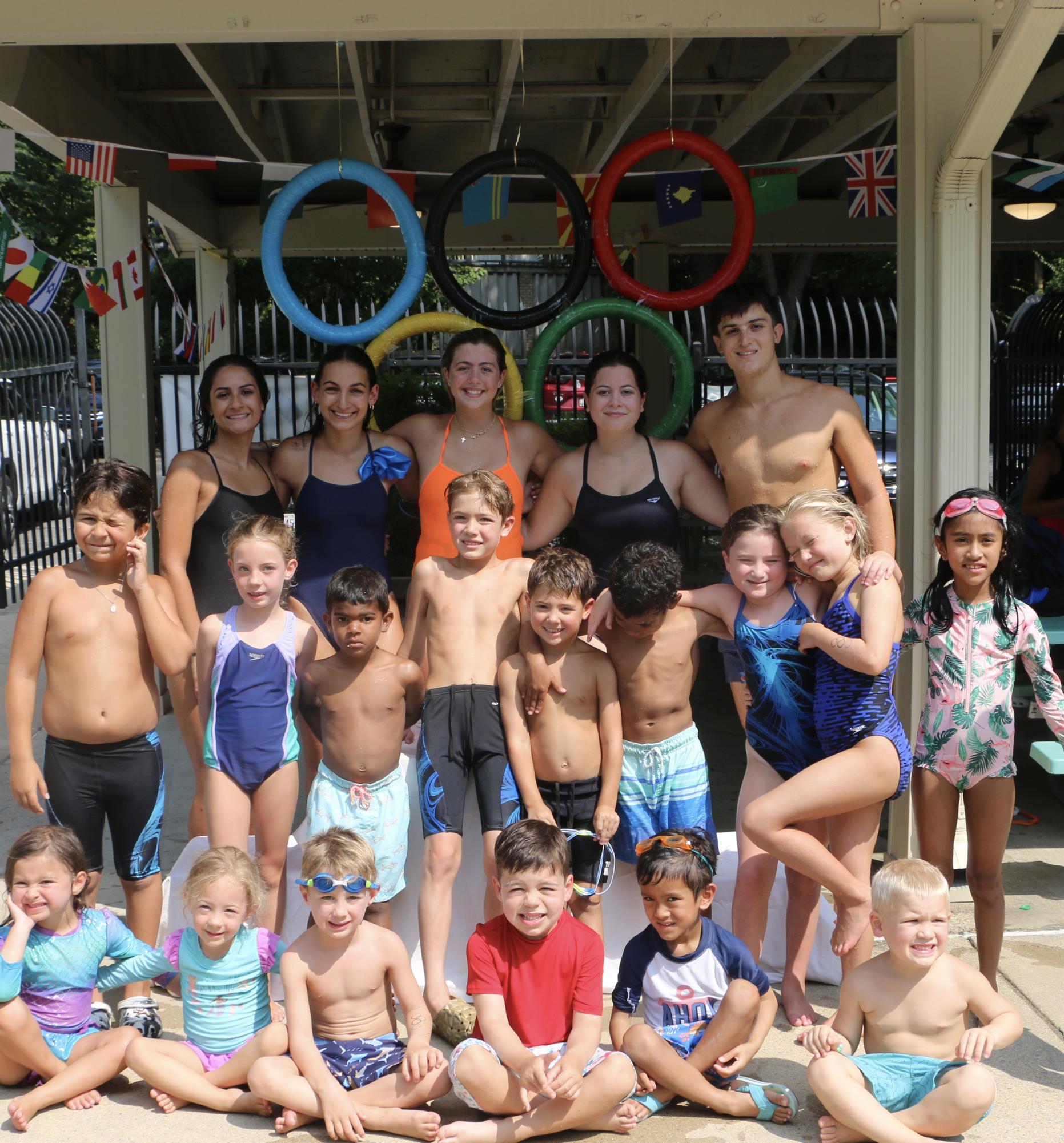 Junior Catherine Bucsa (this writer) and 2026 graduate Bella Trubiano celebrate the end of the MCSL Fallsmead Shark's Pre-Team season with an Olympic themed "Mini Meet."