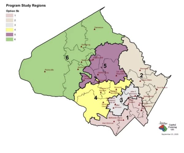 MCPS program regions divide the county into six geographic zones, changing how students access magnet and other programs. Supporters say the plan will expand opportunities and improve fairness and equity. “Regional Magnet Programs in MCPS: Proposed Changes and Community Response” by MCPS is licensed under CC BY 2.0.