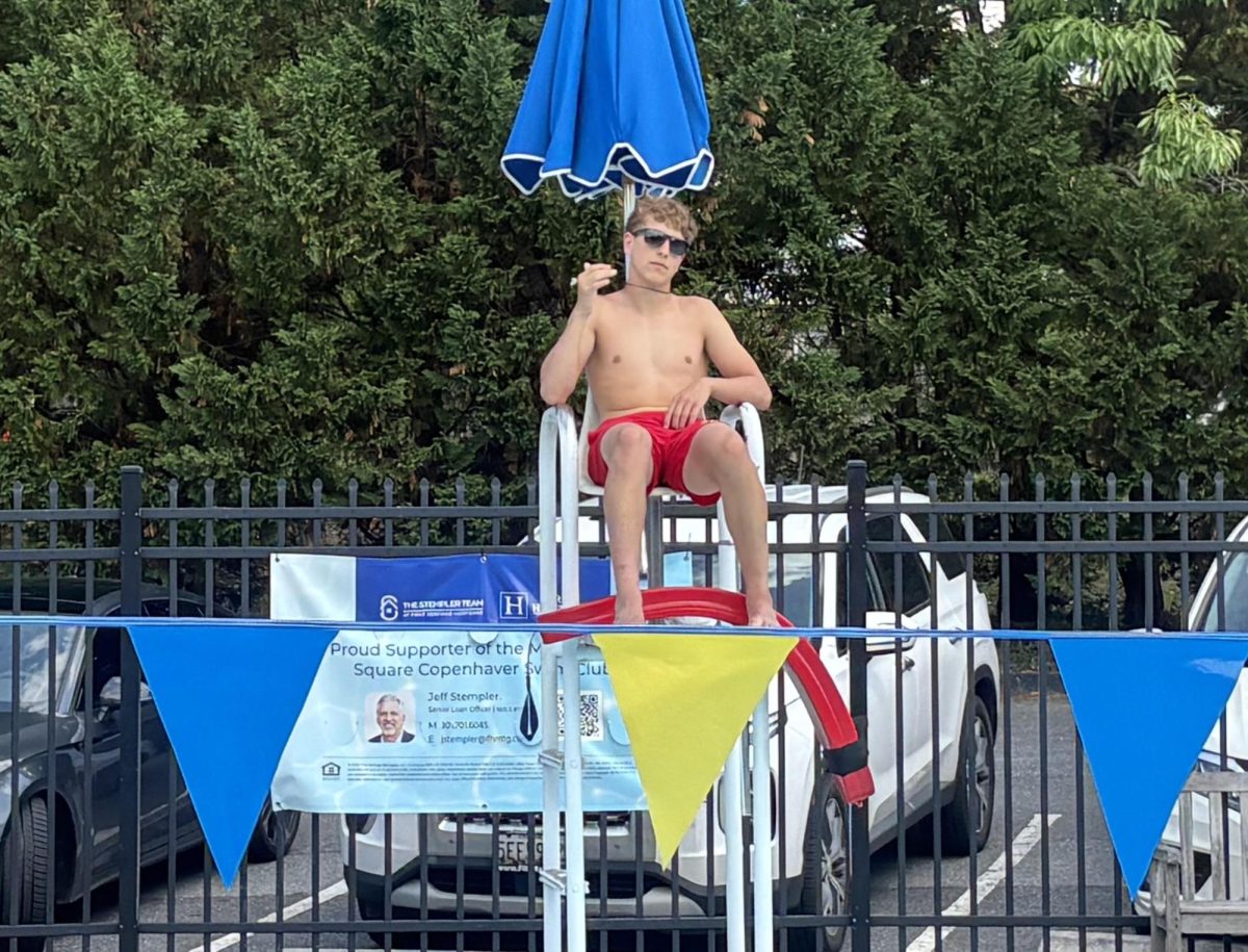 Sophomore Nick Healy is working at Montgomery Square pool as a lifeguard on June 13 2025. Nick said “I had to sign up very early to even get the chance to become a lifeguard because all of the college kids are coming back home.” Healy then says how he disliked the fact that he had to start training during AP testing and SAT prep.