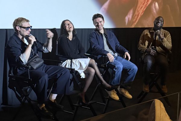 Director Curry Barker, actress Inde Navarrette, actor Michael Johnston and moderator Straw Hat Goofy speak at a Q&A for the 2026 horror film Obsession. "Obsession Q&A 2026 Century City" by Nguyk is licensed under CC 4.0.