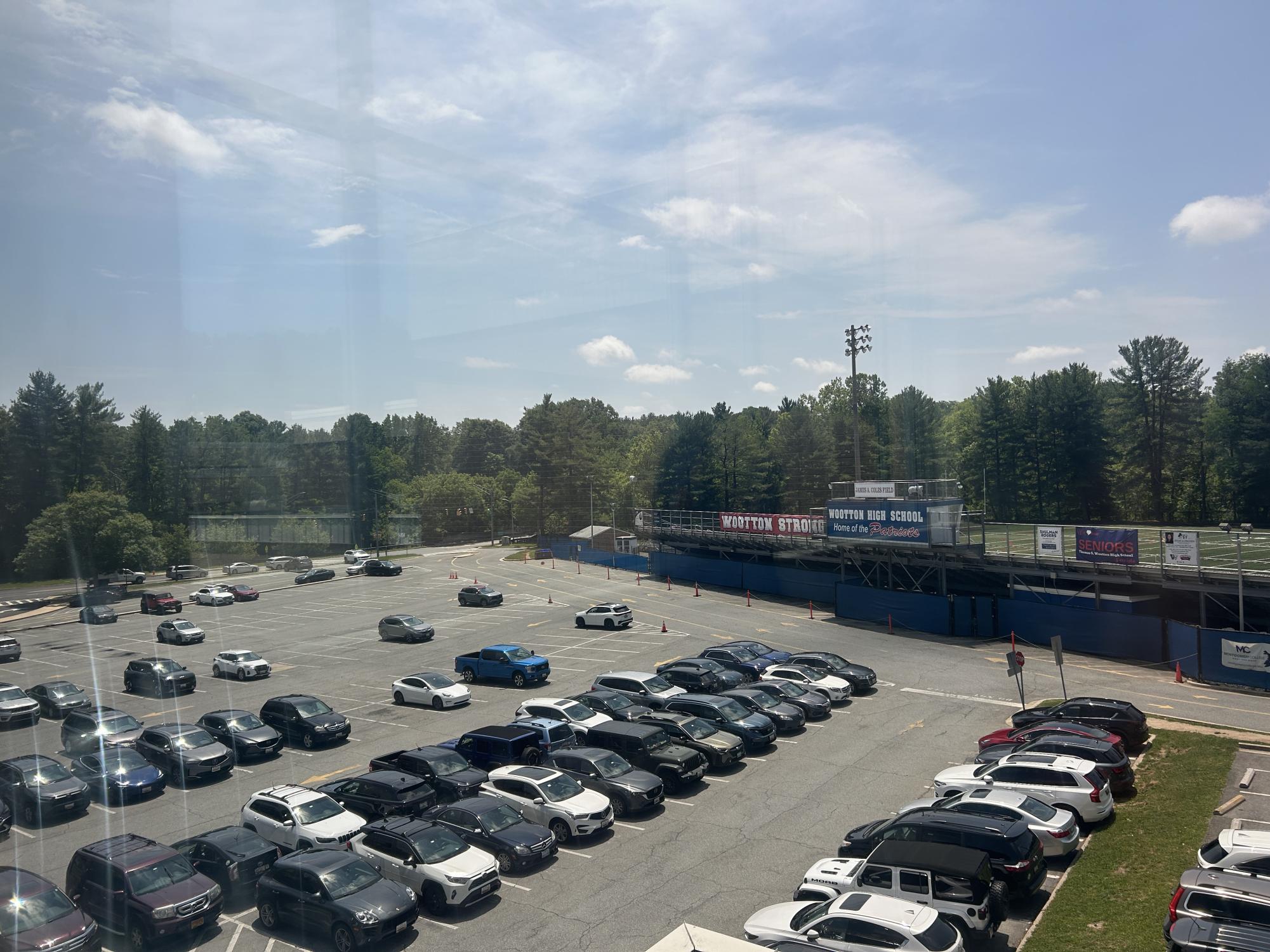 Students wonder what the parking lot will look after it is decorated and how different it will be from now. Colomo said, "The parking lot will look so good once everyone's spots are painted." Photo by Adriana Colomo